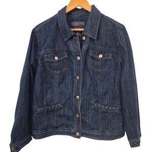 Baccini Jean Jacket Star Studded Denim Silver Star Buttons Trucker Western 1X